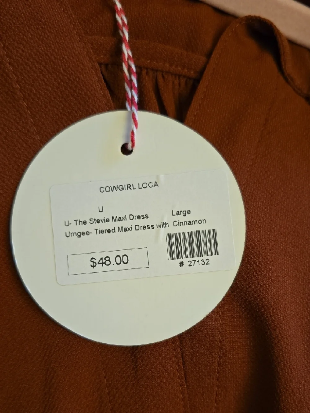 Umgee Rust Tiered Maxi Dress with Ruffle Sleeves - Picture 3 of 3